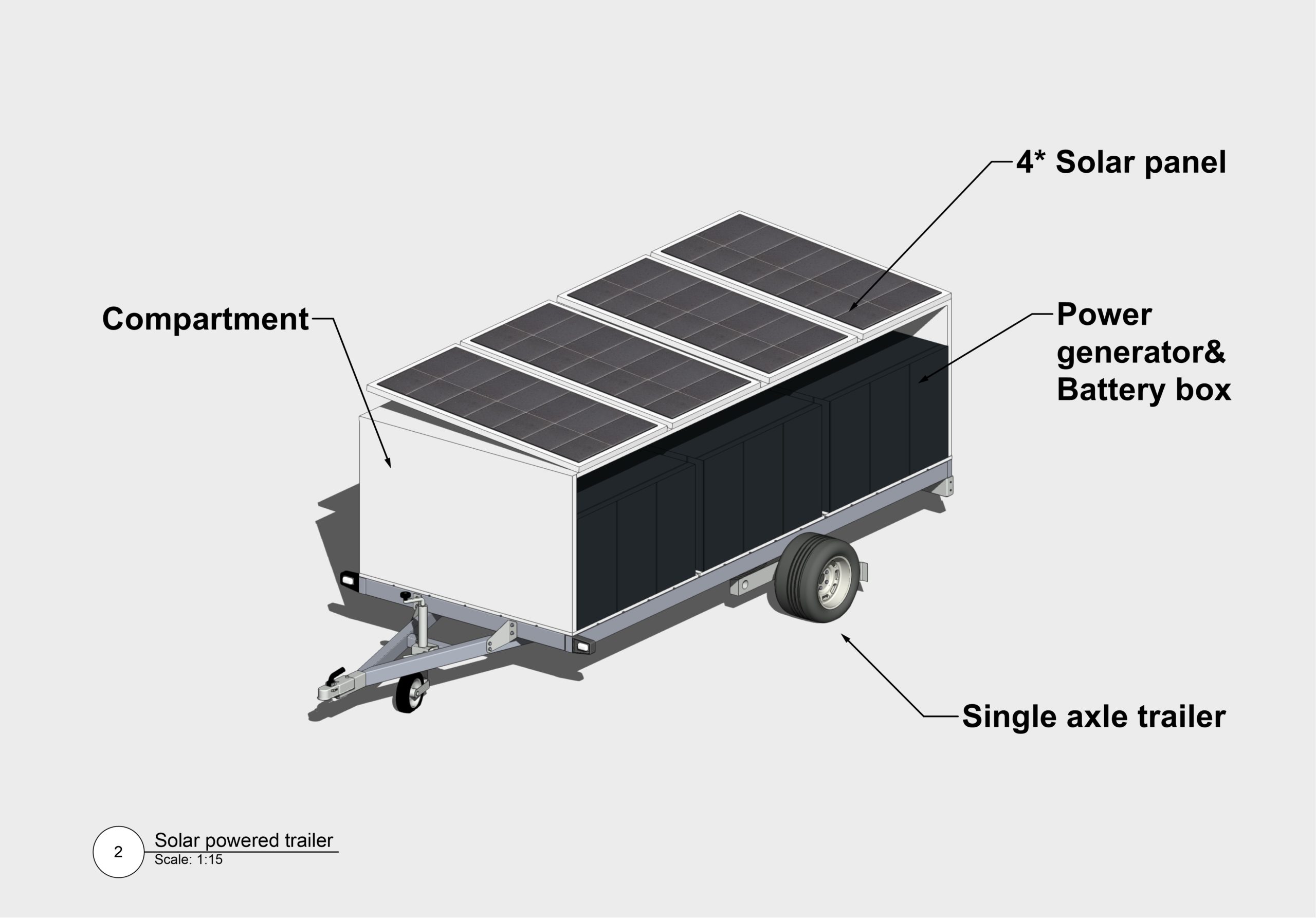 Solar panel trailer 3D